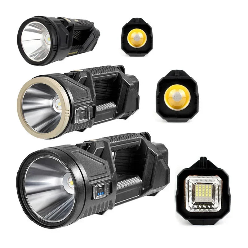 Powerful XHP70 LED Flashlight Solar Charging Searchlight Long Range USB Rechargeable Camping Lantern Multifunctional Work Light Oasis Select