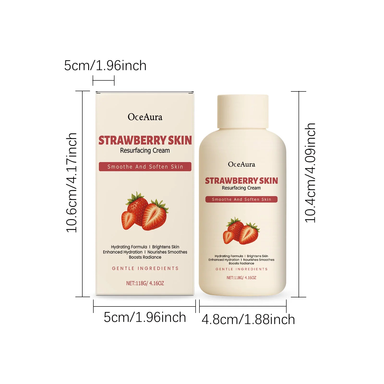 OceAura Strawberry Body Butter Cream – Brightening Moisturizer Body Butter Cream Oasis Select 118g Boxed