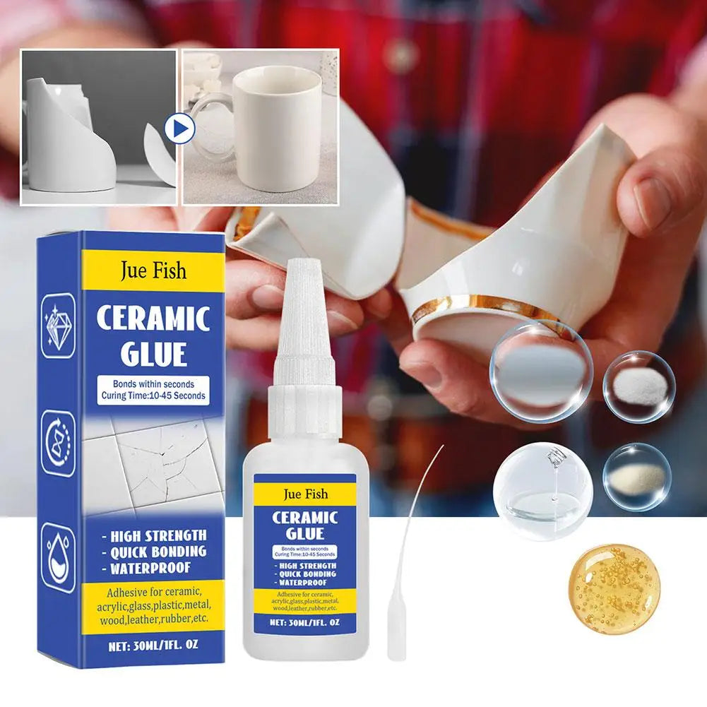Ceramic Repair Glue Waterproof 30ml Glass Glue Ceramic Glue Pottery Glue Crafts Strong Adhesive Clear Glue for Pottery Porcelain Oasis Select
