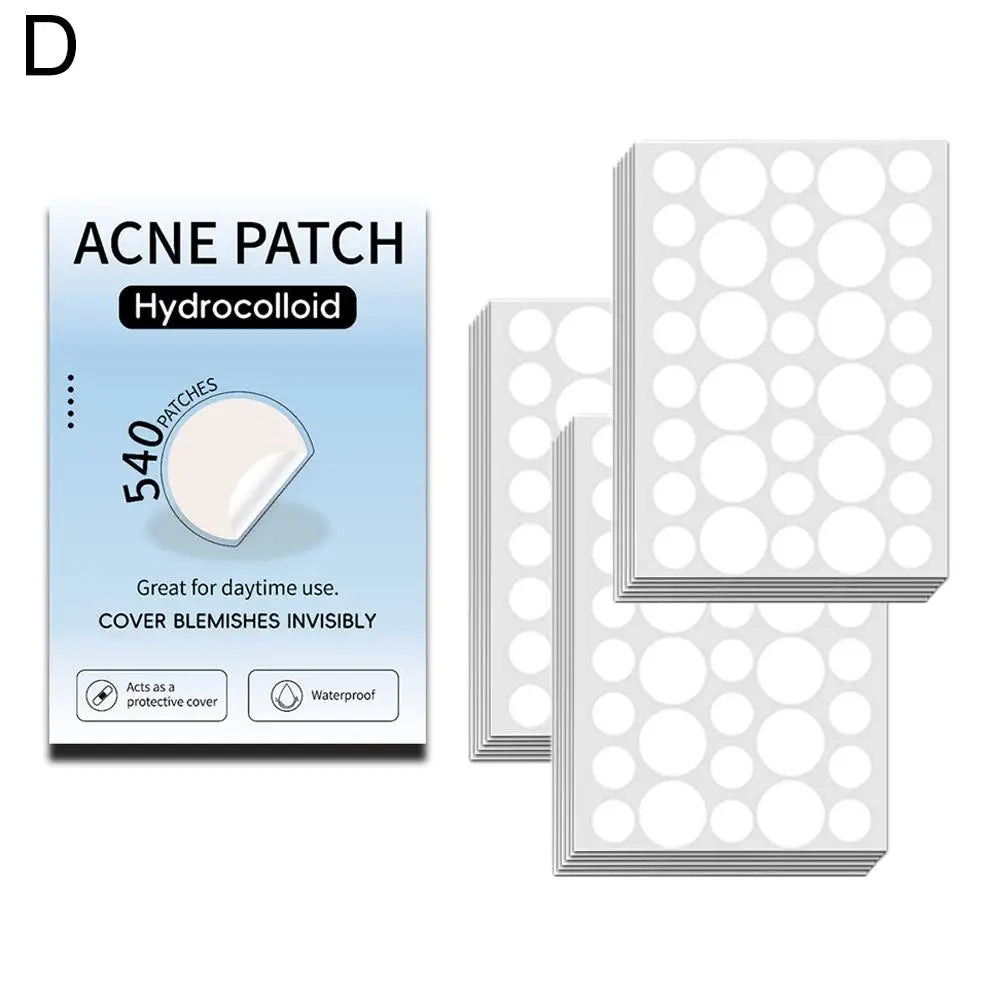 Mixed Sizes Hydrocolloid Acne Pimple Patches Invisible Acne Circle/Star/Heart Stickers For Face Zits, Blemish Spots Skin Care Oasis Select D-540pcs