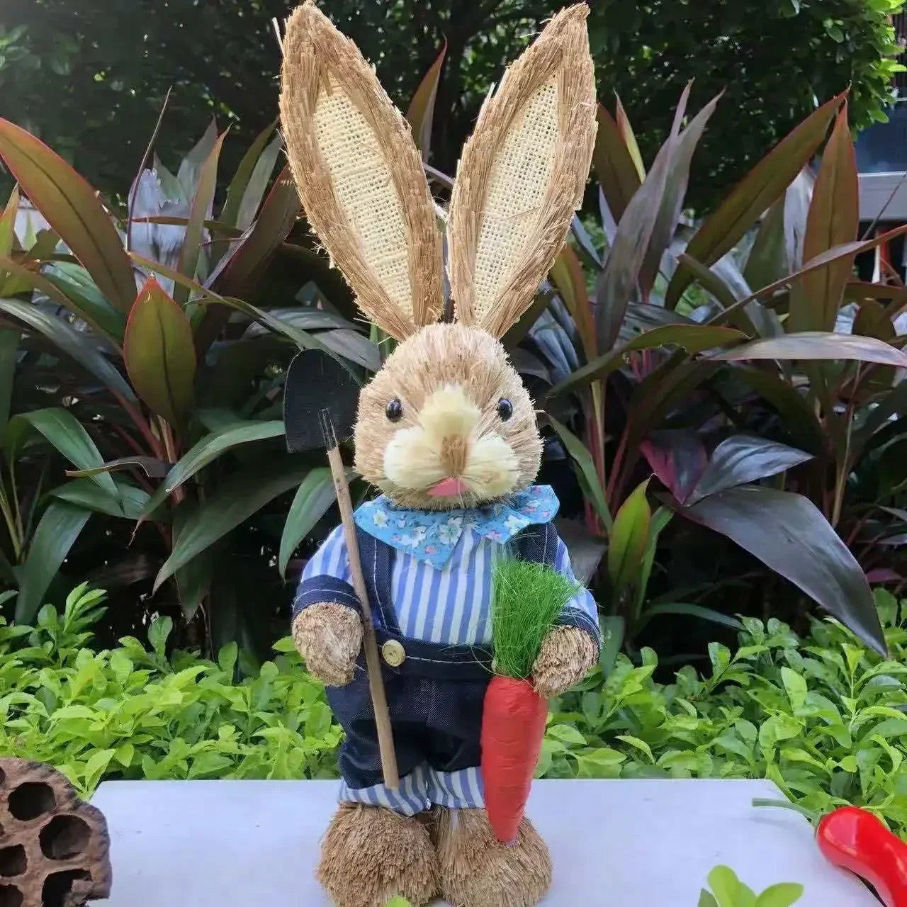 1/2Pcs Easter Bunny Party Decor Realistic Ornament Handmade Home Store Decoration Country Retro Style Gift Window Display Prop Oasis Select Stripe