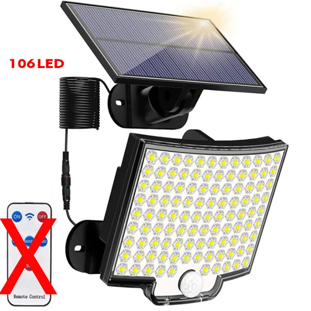 106 LED Solar Motion Sensor Outdoor Wall Light | IP65 Remote