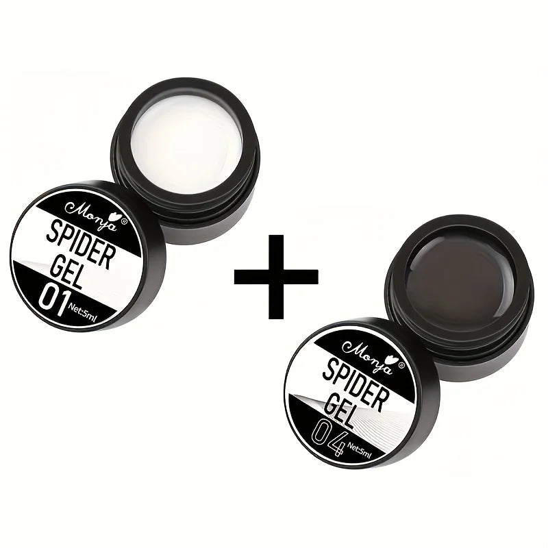 Nail Art Line Drawing Gel Set – Black & White Carving Polish Nail Art Drawing Gel Oasis Select 2Pcs