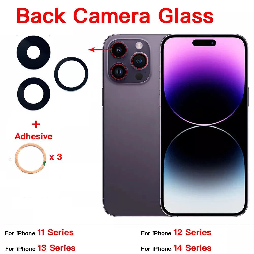 iPhone Camera Lens Glass Replacement Kit + Tool + 3M Adhesive
