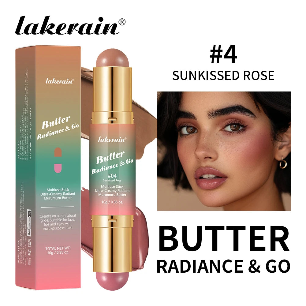 Lakerain Butter Makeup Stick Nature Bronze Colored Matte Effect Moisturizing Smooth Dual-head Design Multi-purpose Makeup Stick Oasis Select Sunkissed Rose