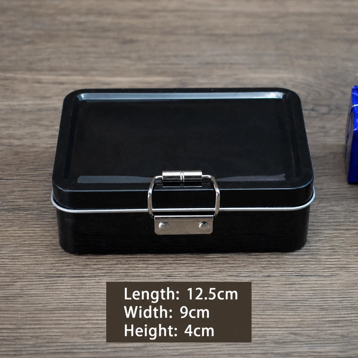 Solid Color Flip Cover Buckle Iron Box with Lid Fishing Craft Storage Tin Durable Metal Sundries Items Organizer Case Oasis Select Black