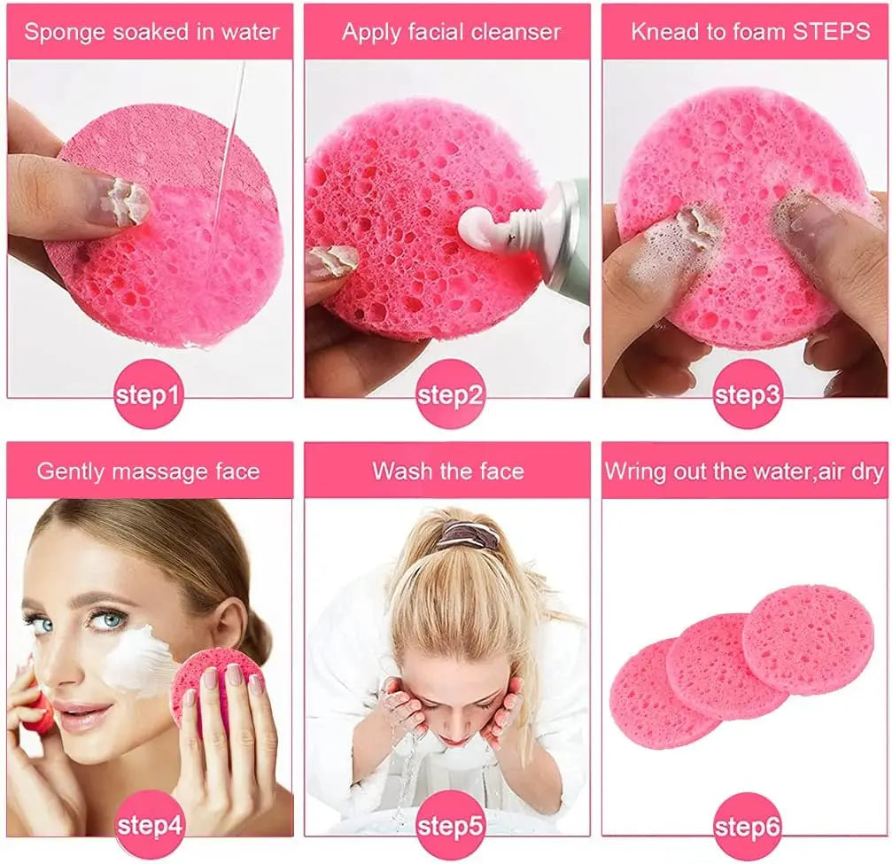 50-1000PCS Compress Face Wash Puff Natural Wood Pulp Sponge Face Wash Puff Foaming Face Puff Cosmetic Puff Face Cleansing Sponge Oasis Select