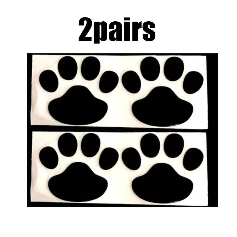 1/2/4pairs Car 3D Stereo Footprint Car Stickers Creative Dog Paw Body Stickers Soft Electric Car Footprint Personalized Stickers Oasis Select 2pairs black