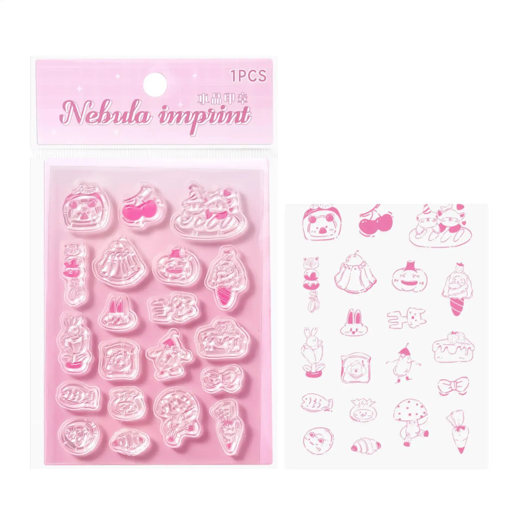 Clear Stamps Journaling Stamps Silicone Cute Clear Decor Acrylic Handle Reading Journal Supplies for Books Making Notebook Oasis Select