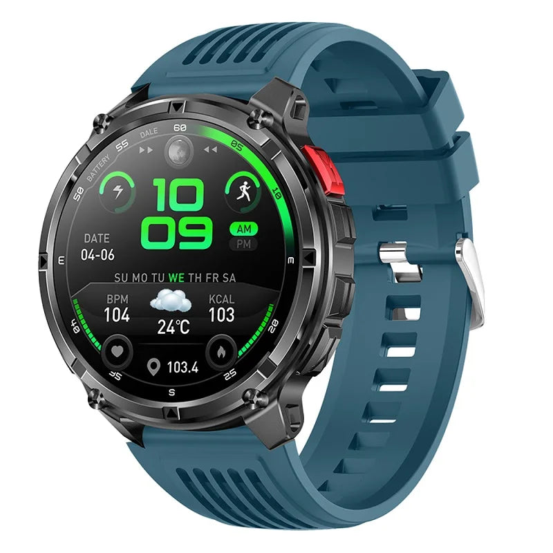 Smartwatch 1.7-inch 1100mAh Battery Outdoor Smart Watch Men Women LED Flashlight BT Call Sport Compass Health Monitor Waterproof Oasis Select BKBLS
