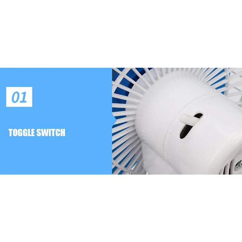 12/24V Car Mini Fan – 180° Rotating Low Noise Strong Airflow
