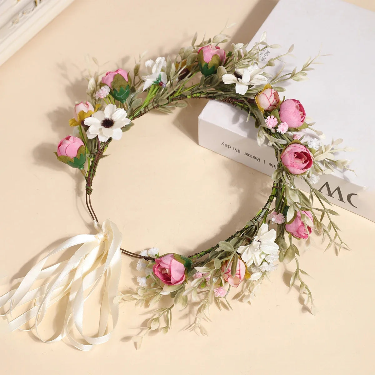 Forest Style Garland Bride Super Fairy Simulated Baby's Breath Flower Headdress Kidsren's Photo Hair Accessories Oasis Select