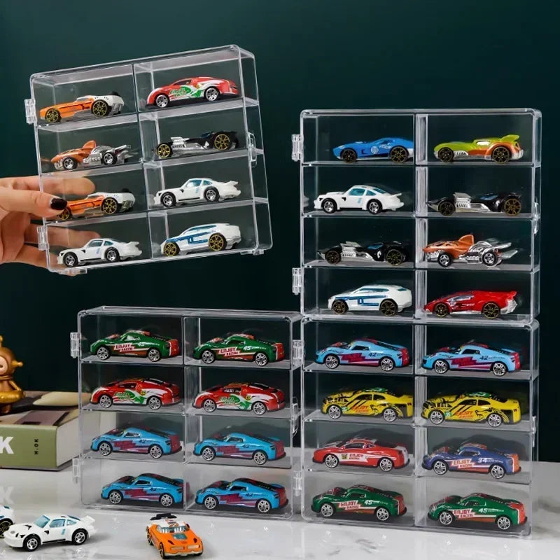 Acrylic Car Display Box 1:64 For Hot Wheels Car Model Toy 8 Grid Cabinet Rack Dustproof Stackable Car Storage Boxes Transparent Oasis Select