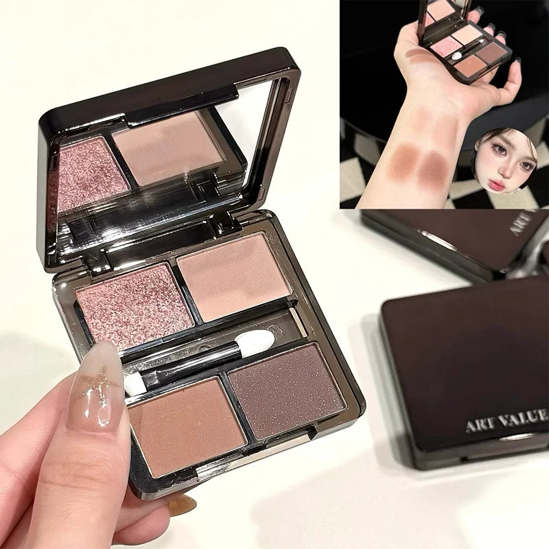 Art Value 4-Color Eyeshadow Palette – Glitter, Shimmer & Matte