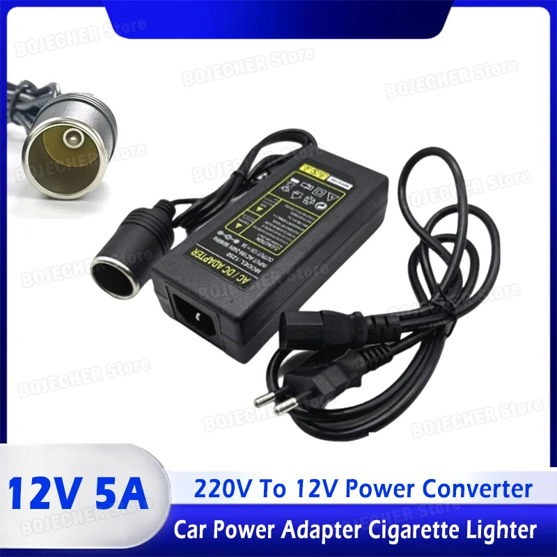 60W 12V 5A Car Power Adapter Cigarette Lighter Converter AC To DC Converter 220V To 12V Cigarette Lighter Socket Transformer Oasis Select