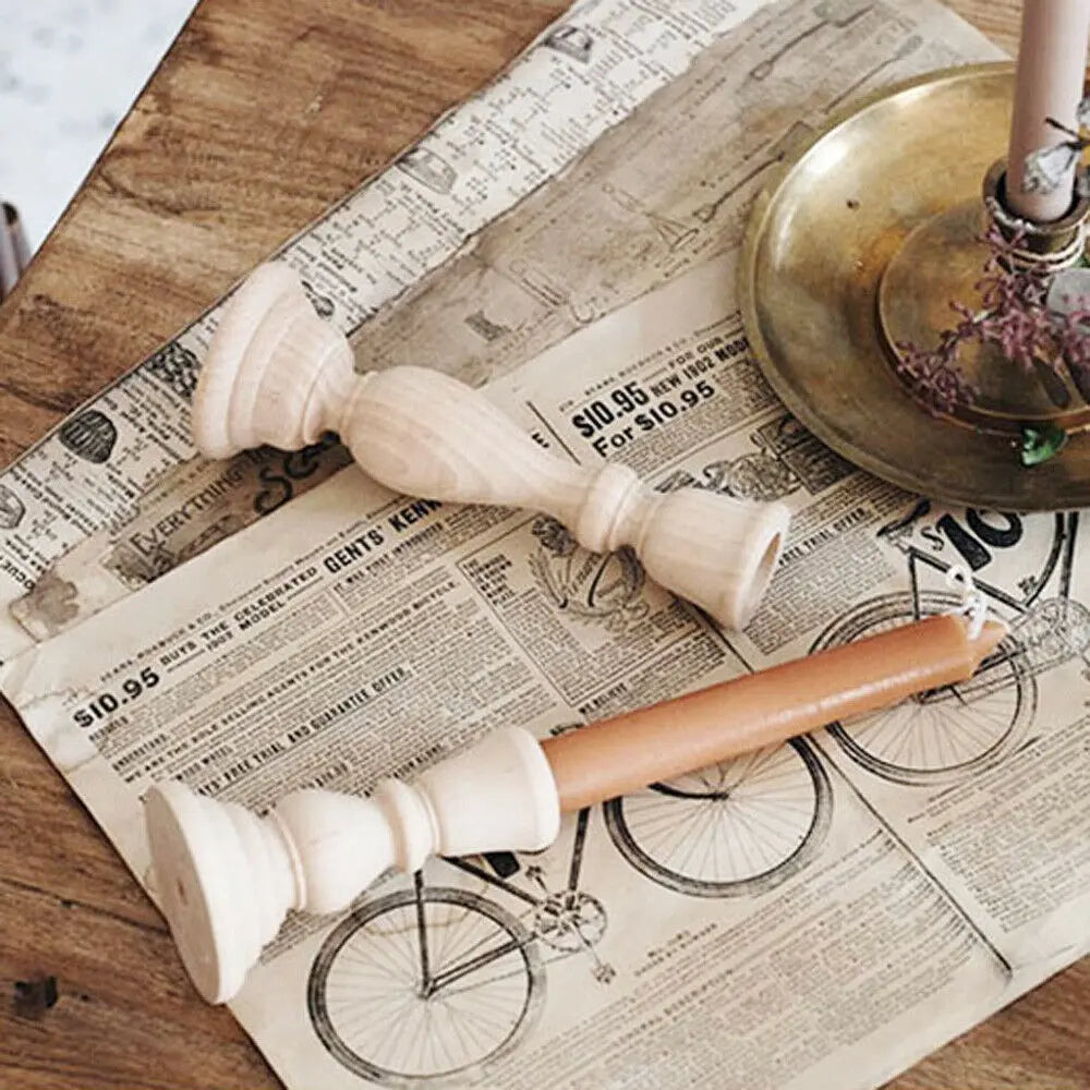 3 Size Wooden Vintage Candlesticks Table Candle Holder Wedding Home Dining Desktop Decoration Wood Candle Stand Candelabrum Oasis Select