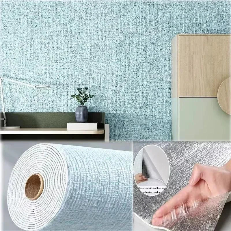 50cm Wide Self-Adhesive PVC 3D Linen Foam Solid Color Thickened Waterproof Background Wall Decoration Wallpaper/Wall Sticker. Oasis Select