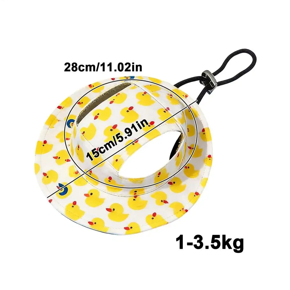 Dog Sun Hat Adjustable Dog Hat Cute Print Caps Pet Sun UV Protection Hat for Walking Outdoor Activities hats for Dogs Cats Oasis Select S