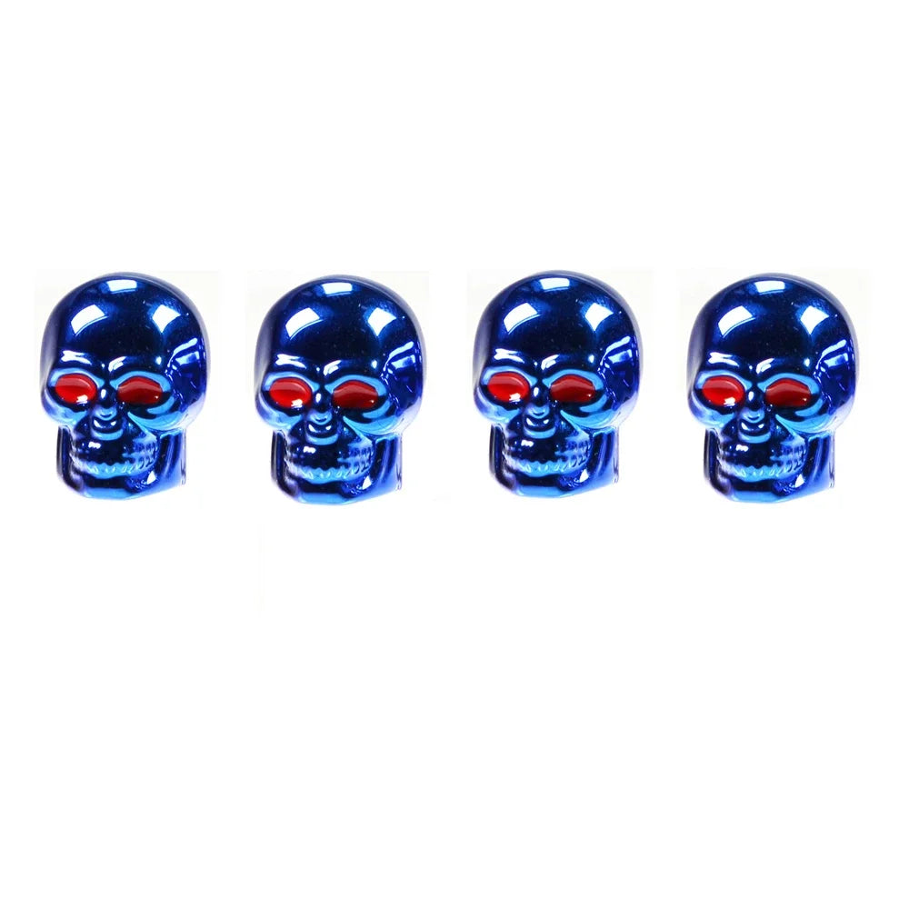 Skull Valve Caps ABS Car Wheel Plugs For Alloy Wheels Tire Valve Cap Auto Valve Cover For Cars Motorcycles Bikes Oasis Select Blue