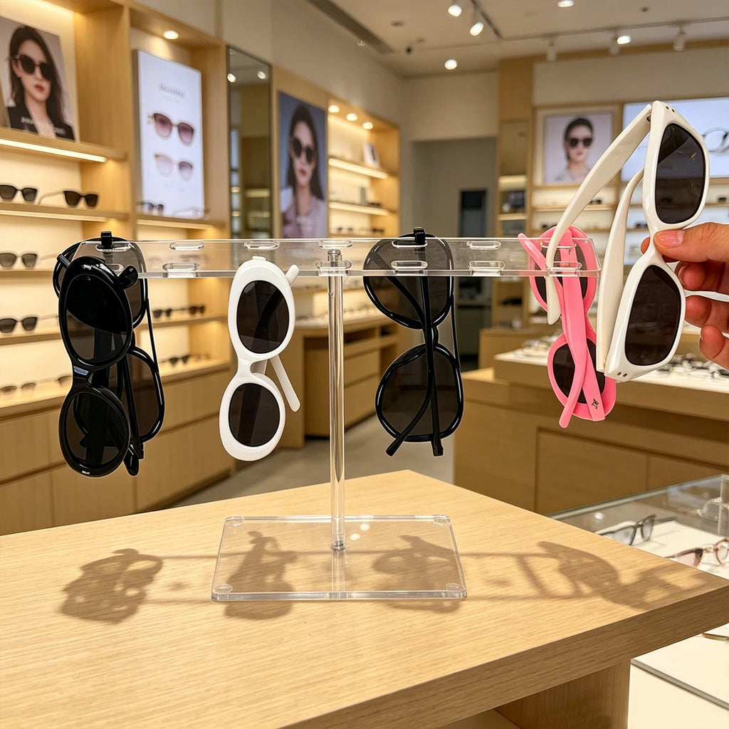 1pc desktop acrylic sunglasses/fashion glasses display rack, portable transparent home store universal storage organizing rack Oasis Select