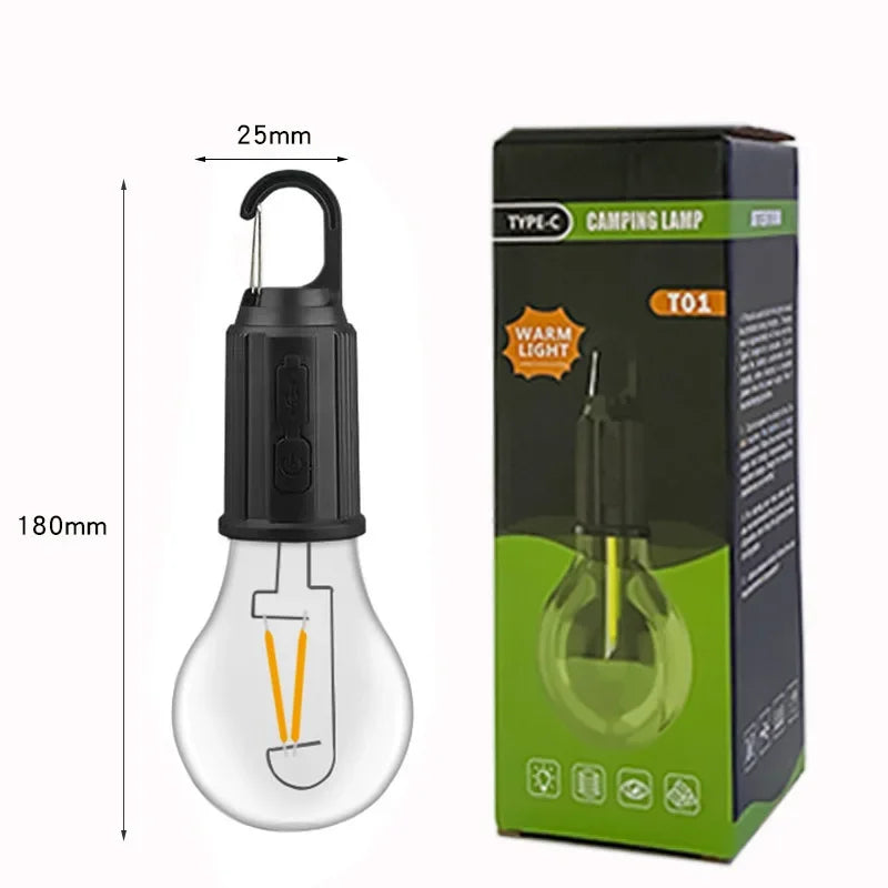 LED Camping Light Type-C USB Rechargeable Waterproof 400mAh 100LM Tent Light with Hook 3 Modes Outdoor Lighting Oasis Select Light C