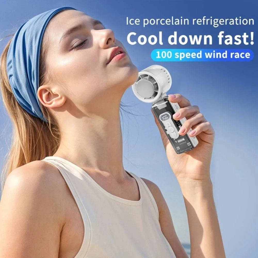 Portable Handheld High-Speed Cooling Fan Outdoor Transparent Mecha Fan USB Mini Desktop Turbine Ice Home Appliances Fan Oasis Select