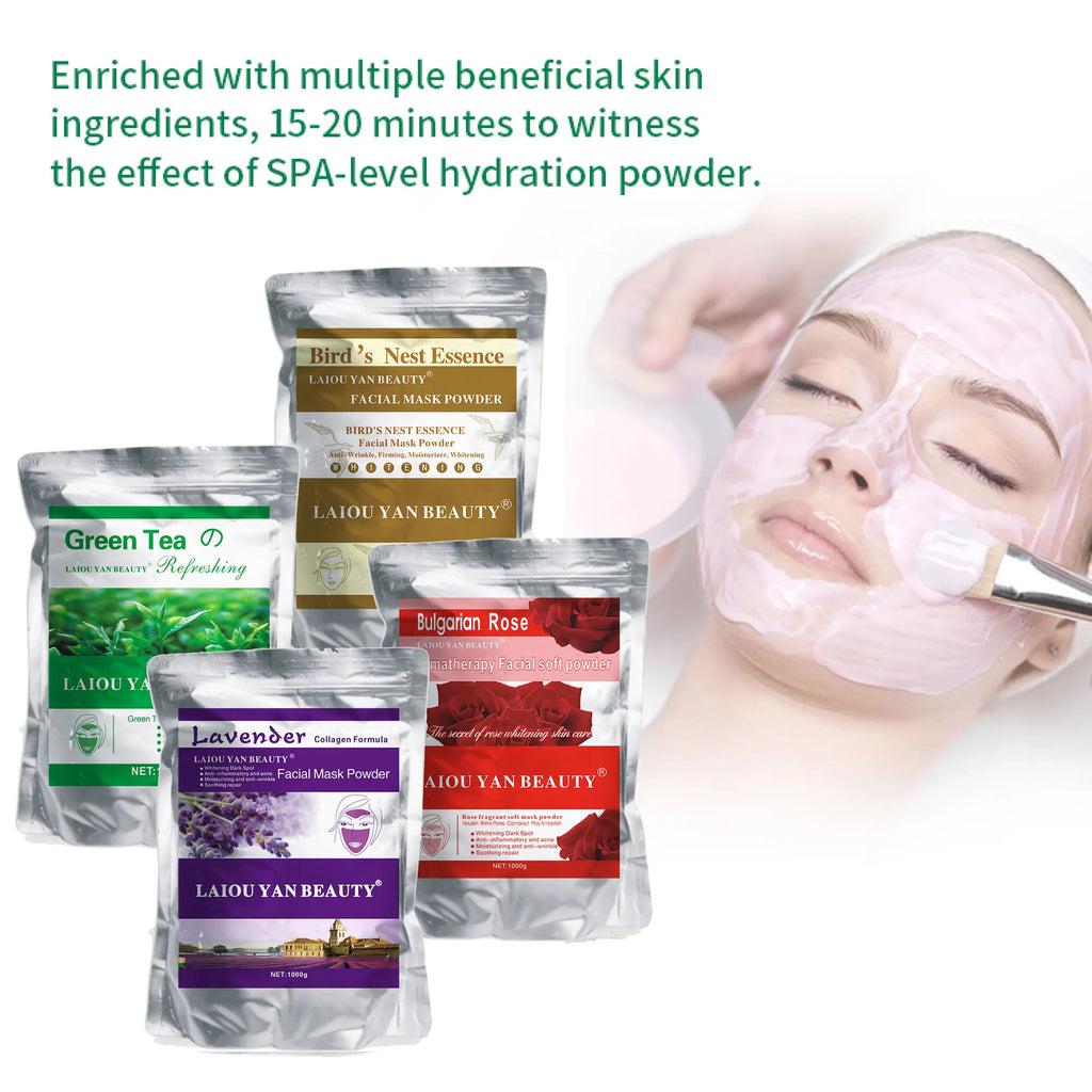 500g Pearl Whitening and Moisturizing Facial Mask Powder Green Tea Olives Lemon Natural Soft Jelly Powder Anti-wrinkle Skin Care Oasis Select