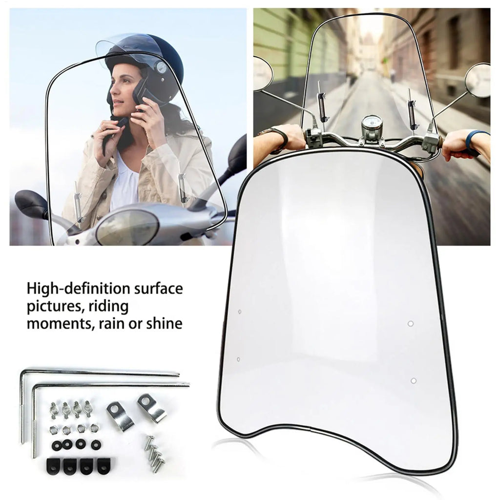 Motorcycle Windscreen Motorbike Scooter Transparent Curved Windshield Wind-Proof Sand-Proof Damper Motorcycle Accessories Oasis Select