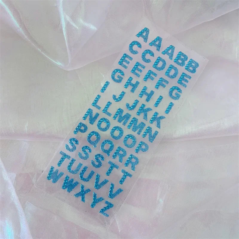 1Pcs Glitter A-Z Alphabet Letters Sticker Scrapbooking Stationery School Supplies Black/Gold/Silver/Red/Blue/Pink/Purple/Green Oasis Select Sky blue