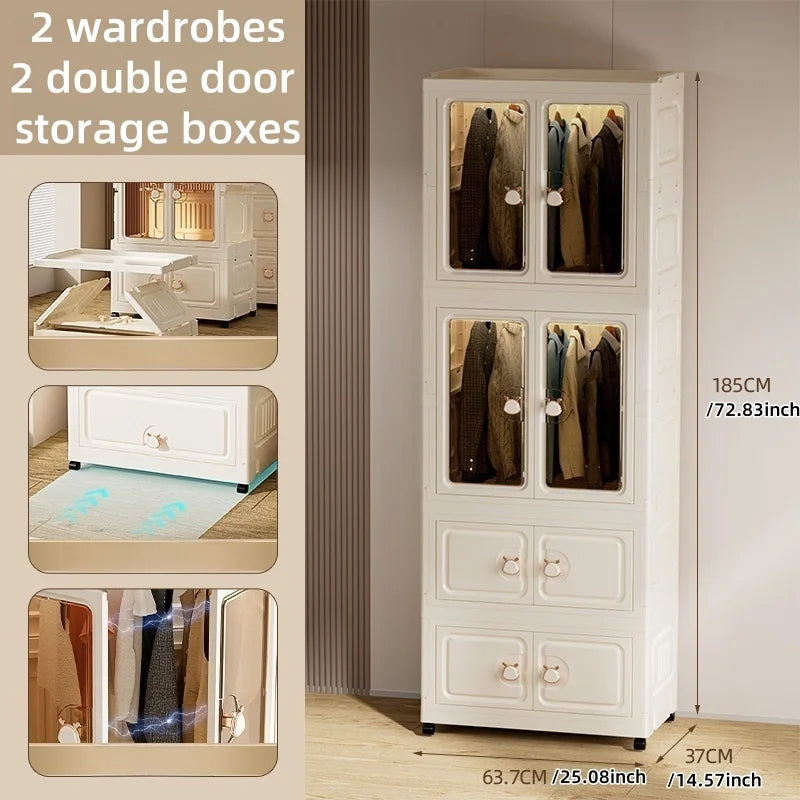 Foldable Storage Cabinet,Multi-Tier Heavy-Duty Organizer with Single/Double Door Design,Rolling Wheels for Living Room/Bedroom Oasis Select Tawny-2 L 2S
