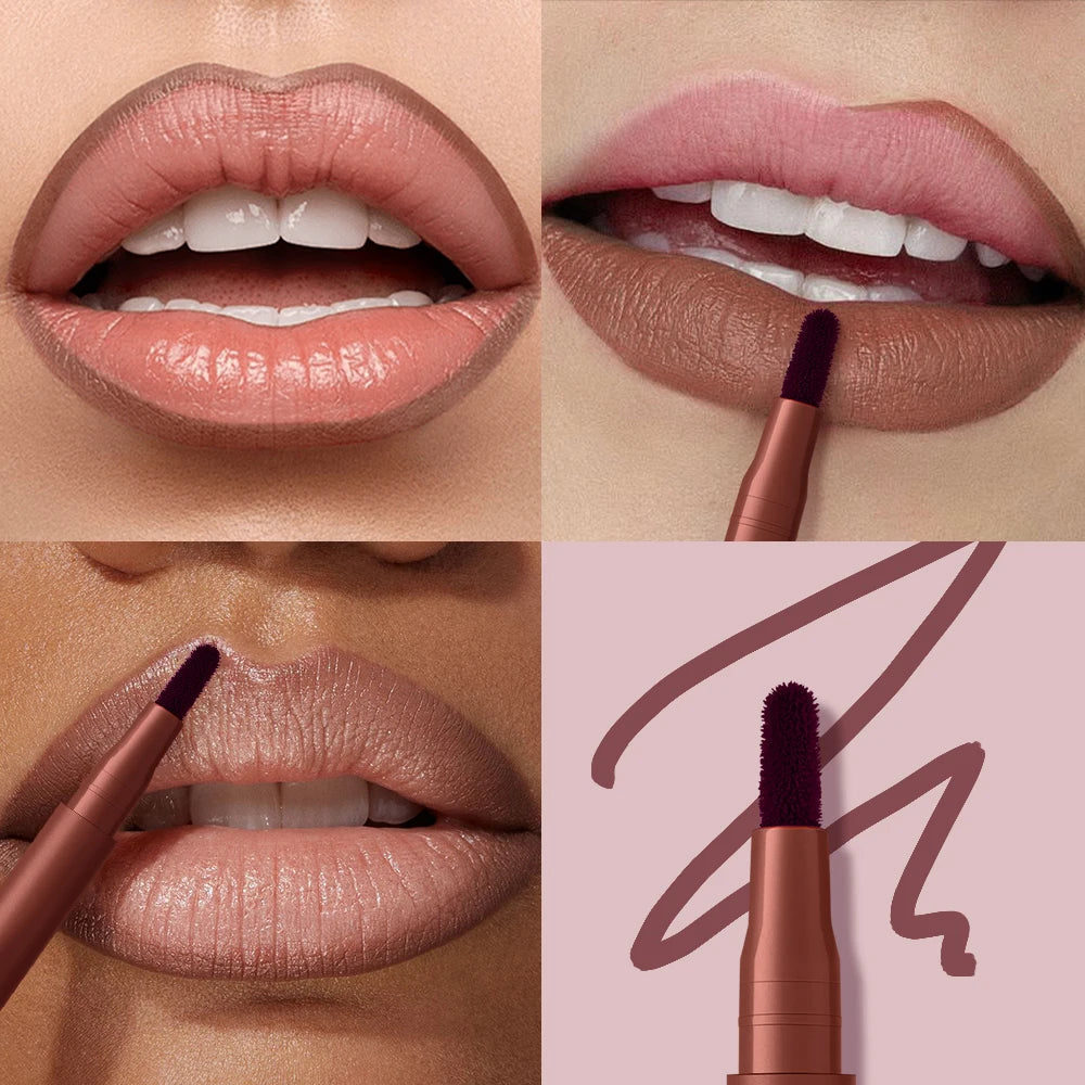 Lakerain Lip Contour Lip Stain Pen Smudge-proof Non-stick Cup Moisturizing Lip Makeup Cosmetic 2-in-1 Lip Stain & Liner Oasis Select