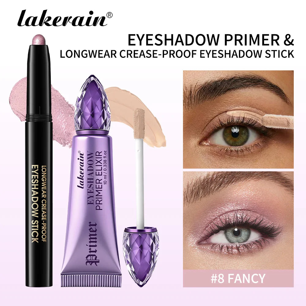 Eyeshadow Stick & Primer Set Waterproof Long-lasting Pigmented Cream Eyeshadow And Primer Base Sleamless Vibrant Eyes Makeup Oasis Select SET 8