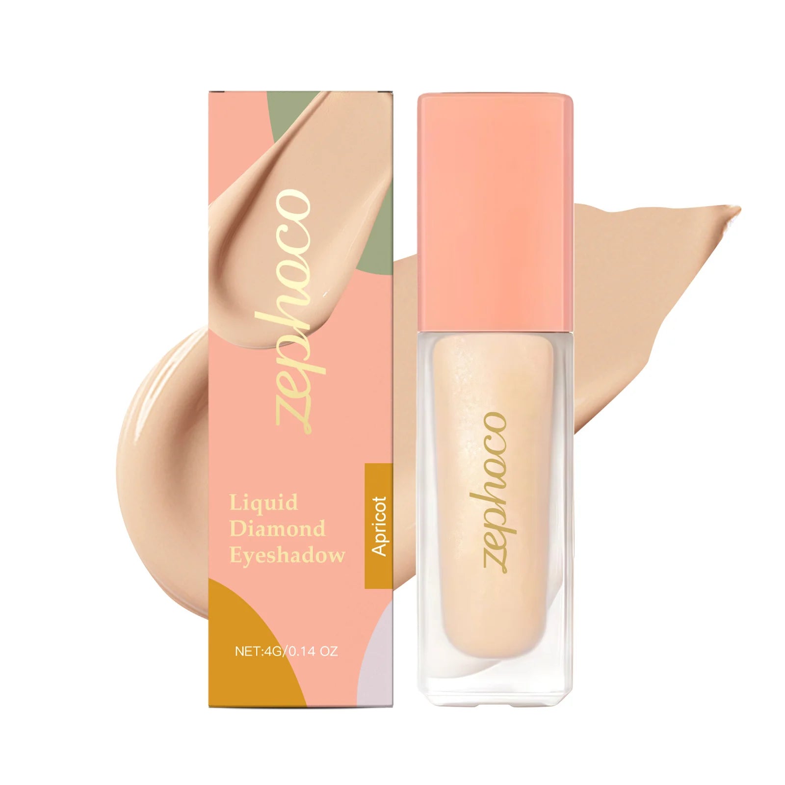 Diamond Shimmer Eyeshadow (Apricot) with Natural Pearl Fine Glitter for Everyday and Party Glam Eye Makeup Oasis Select Apricot