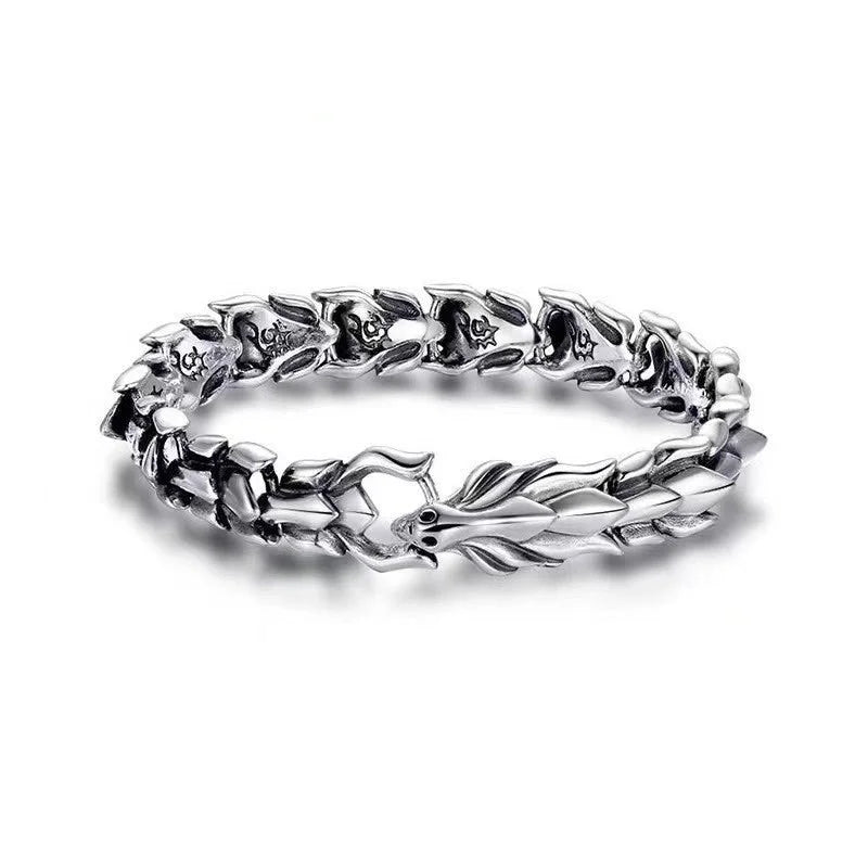 Retro Dragon Head Men's Bracelet | Punk Dragon Scale Alloy