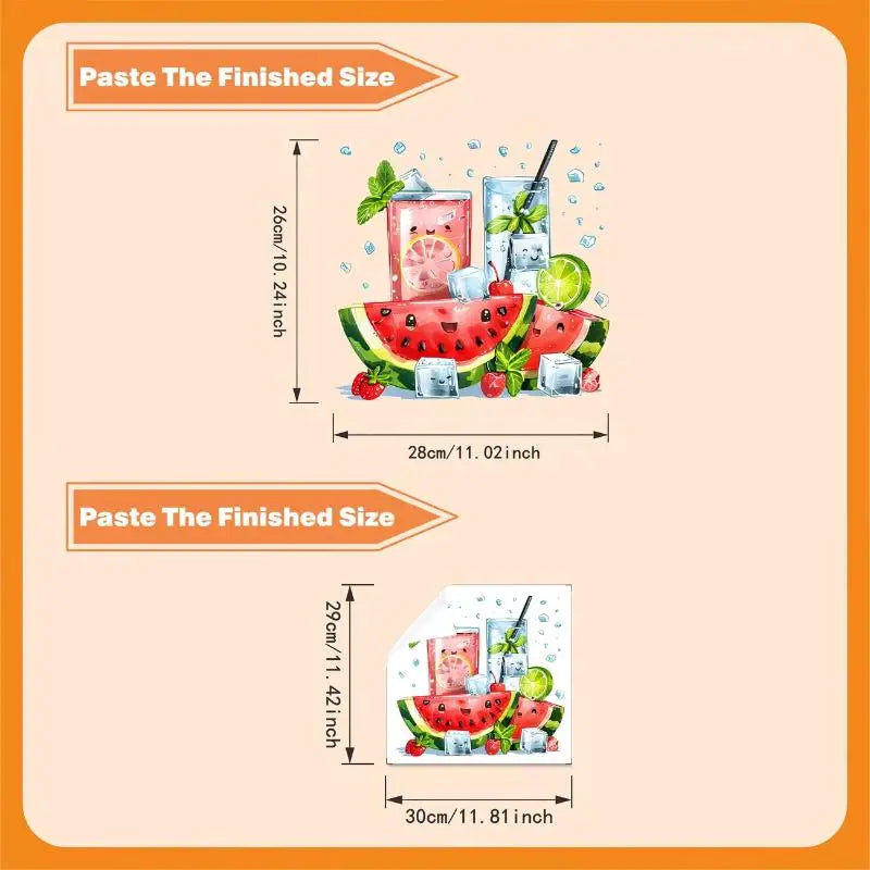 Cool Summer Watermelon Drink Wall Sticker Kitchen Refrigerator Decorative Decal Self-Adhesive Waterproof Removable Home Decor Oasis Select