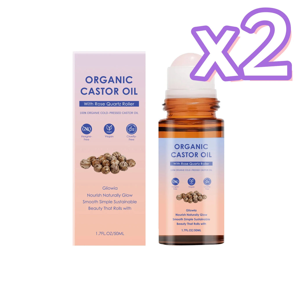 Organic Castor Oil Rose Quartz Roller Ball | 50ml Castor Oil Roller Oasis Select 50ml Boxed x 2pcs