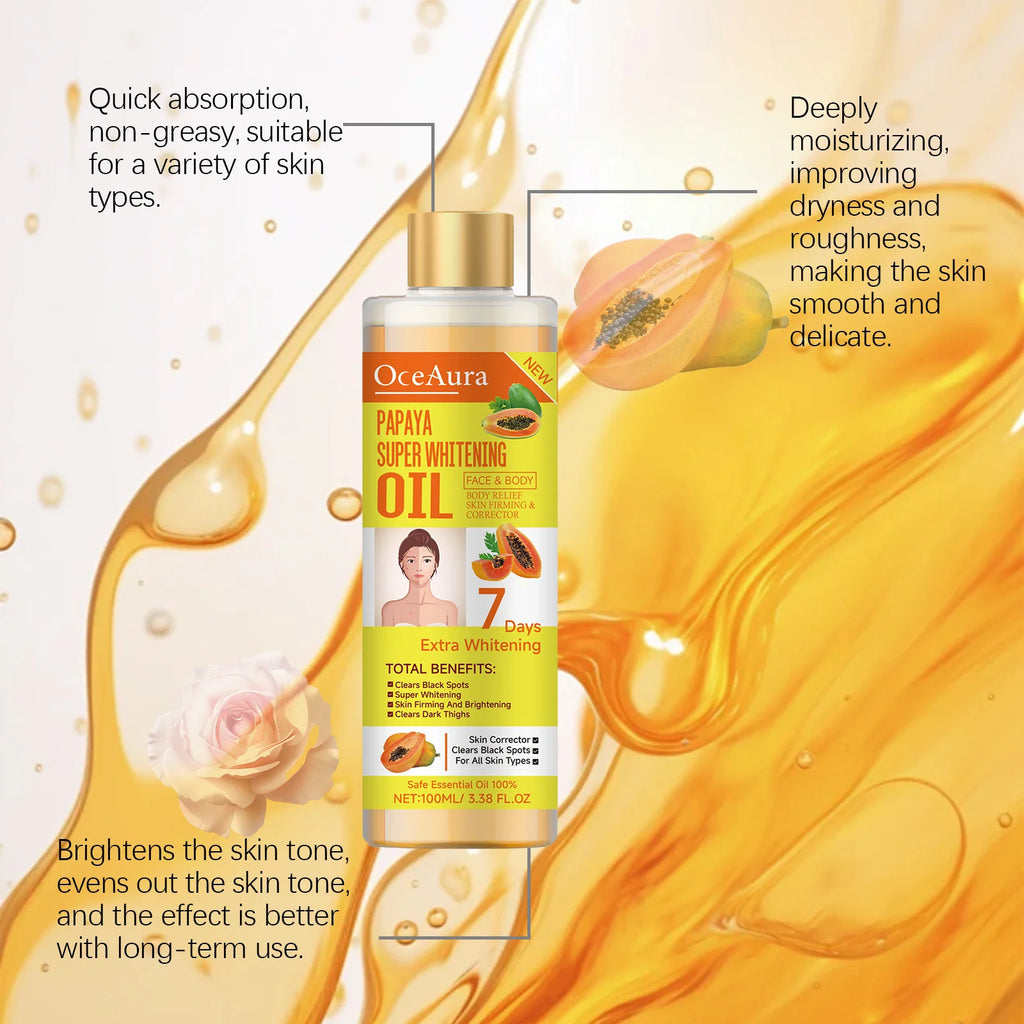 Papaya Face Body Moisturizer Oil Brightening Firming Skin Improve Dullness Anti Sagging Remove Blemish Super Body Whitening Oil Oasis Select