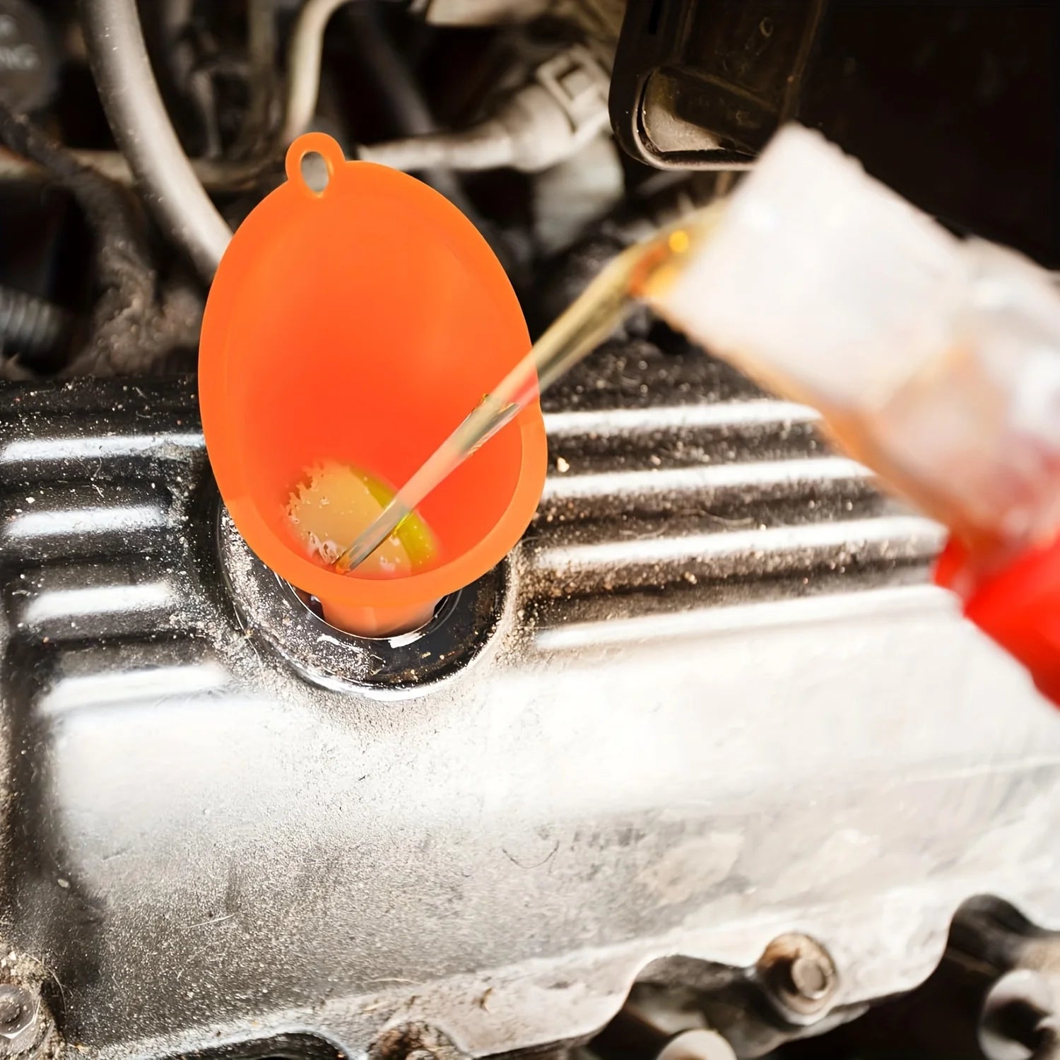 Funnel-3 piece car or motorcycle funnel set - plastic oil funnel right angled funnel - detachable nozzle and filter Oasis Select