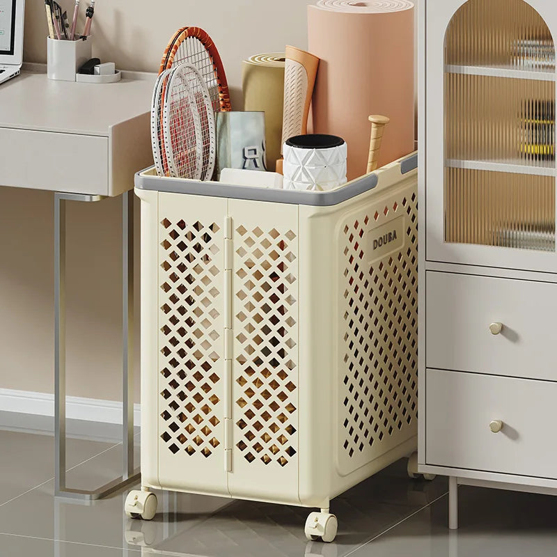 Multipurpose Yoga Mat Storage Basket/Collapsible Plastic Laundry Baskets with Wheels,Yoga Mat Storage Basket Bin and Laundry Bin Oasis Select