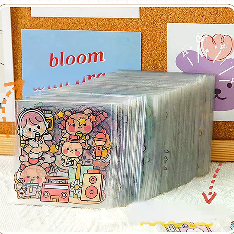 50Pcs of Non-repetitive PET Waterproof Cute Ledger Stickers Cut-free Stickers for Students and Girls Anime Stickers Oasis Select