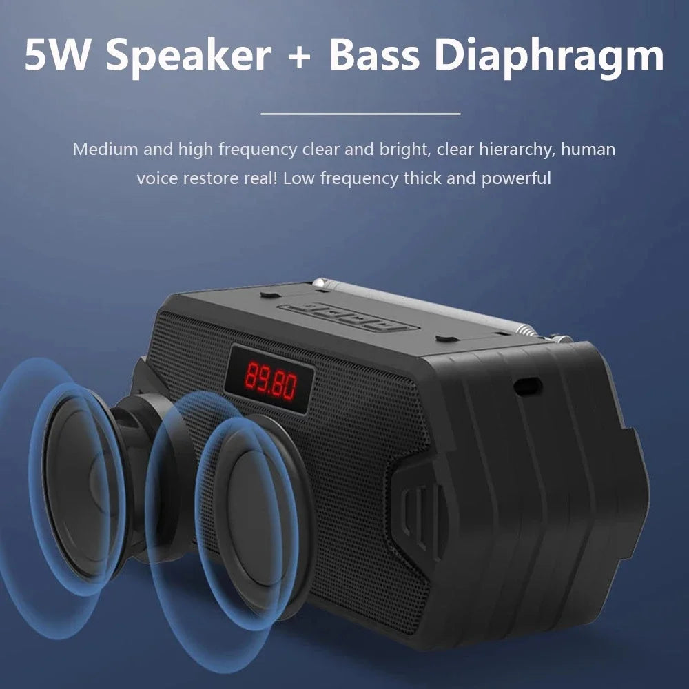 AyeBeau HF-F216 Portable Bluetooth 5.0 Speaker FM Radio Subwoofer