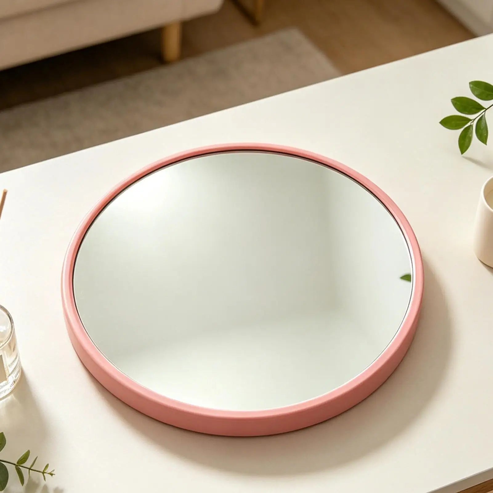 9.5cm Mini Round Mirror Travel Selfie Mirrors Portable Convex Wide-angle Spherical Mirror for IPhone Vlogging Convex Mirror Oasis Select