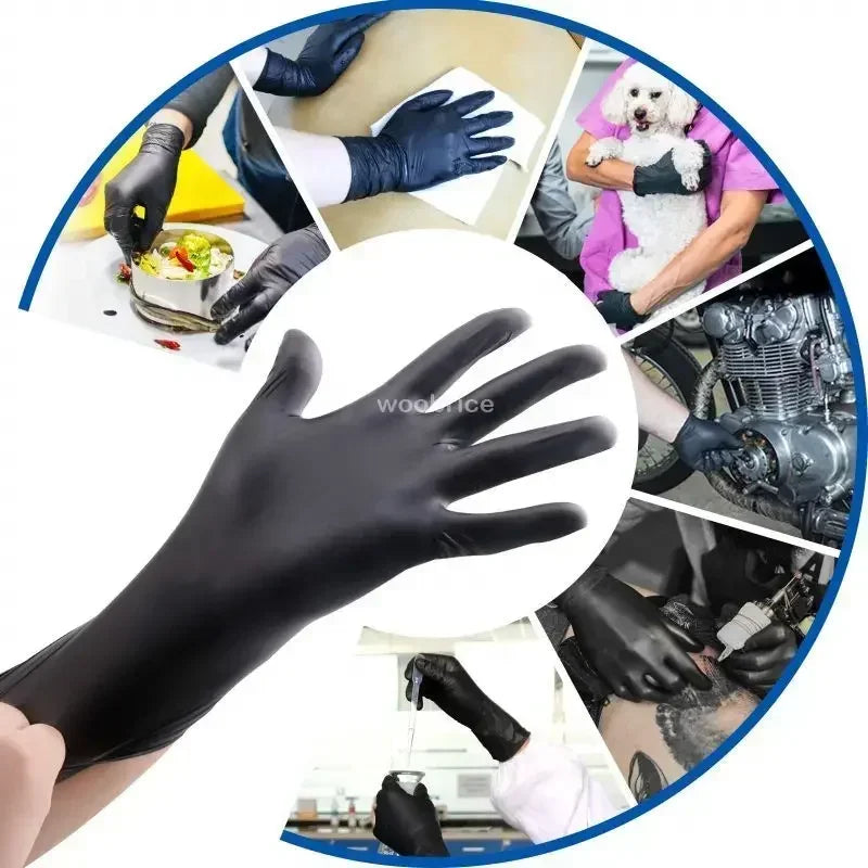 50/100/200pcs Disposable Black Nitrile Gloves, Kitchen, Tattoo, Hair Dye Gloves, Food Processing, Household Small Tools Oasis Select