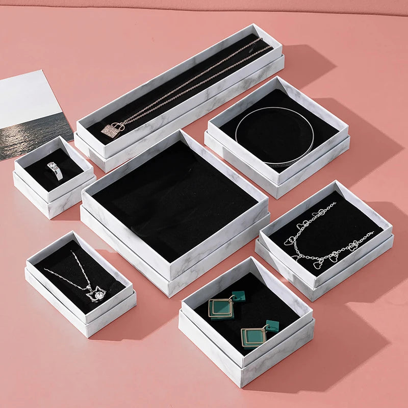 1PCS Marbling Jewelry Box Gifts Packaging Box Bracelet Necklace Ring Earring Box For Wedding Birthday Party Accessories Oasis Select