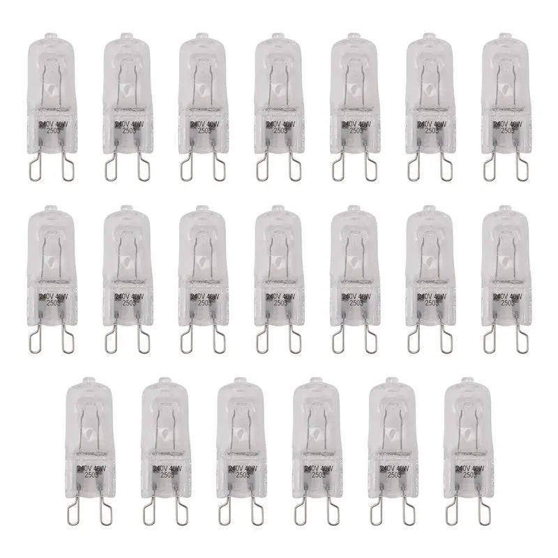 LIKE WISH 20Pcs G9 Halogen Light Bulbs, Clear Halogen Lamps Dimmable,Warm White 2800K For Chandeliers,Pendants,Landscape Lights Oasis Select
