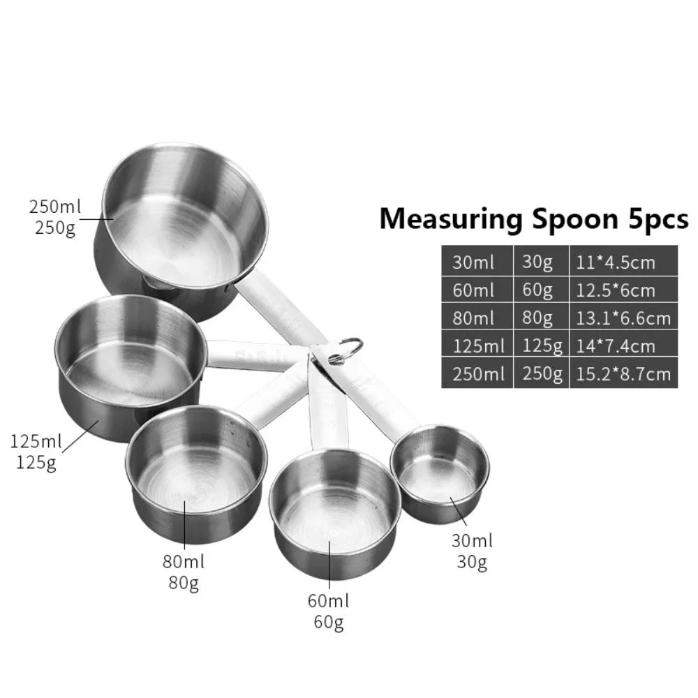 Stainless Steel Measuring Spoon Set – Engraved Scale Baking