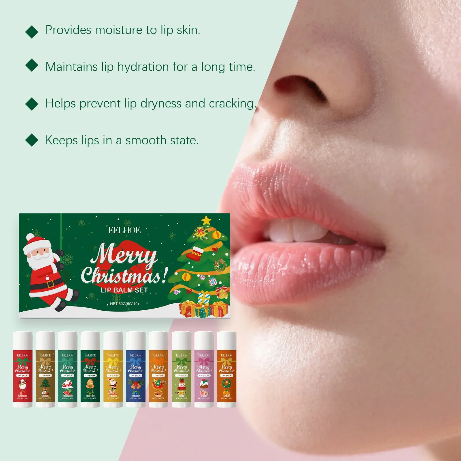 Eelhoe 10-Piece Christmas Lip Balm Gift Set – 10 Flavors Lip Balm Gift Set Oasis Select