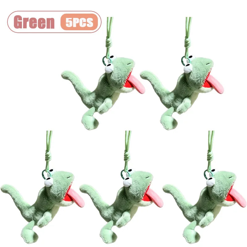 1-20PCS Funny Tongue Out Lizard Plush Keychain Ugly Cute Squeeze Stress Relief Toy for Purse Backpack Decoration Gift for Friend Oasis Select Green-5PCS