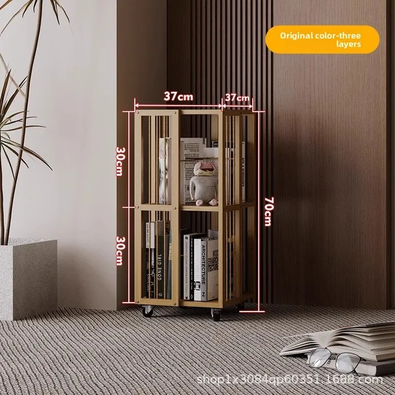 Multi-functional Rotating bookshelf Home living room Movable multi-layer shelf Non-solid wood storage artifact Simple bookcase Oasis Select Primary color3