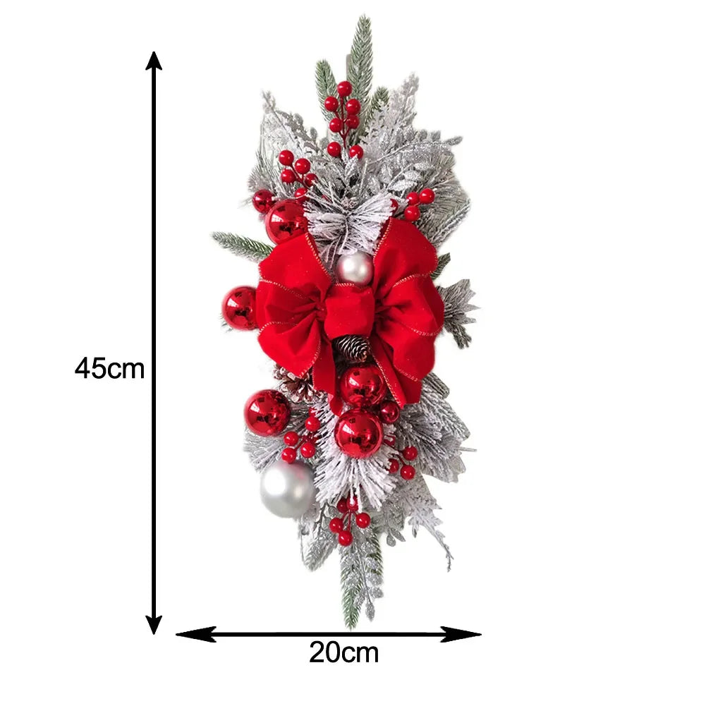Gold/Red/Green Christmas Ornaments Berries And PVC Branches Bows And Pine Cones Cordless Pre-installed Light Hanging Loops Oasis Select